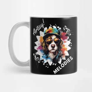 Artistic Dog with Beret: "Artsy Melodies" Mug